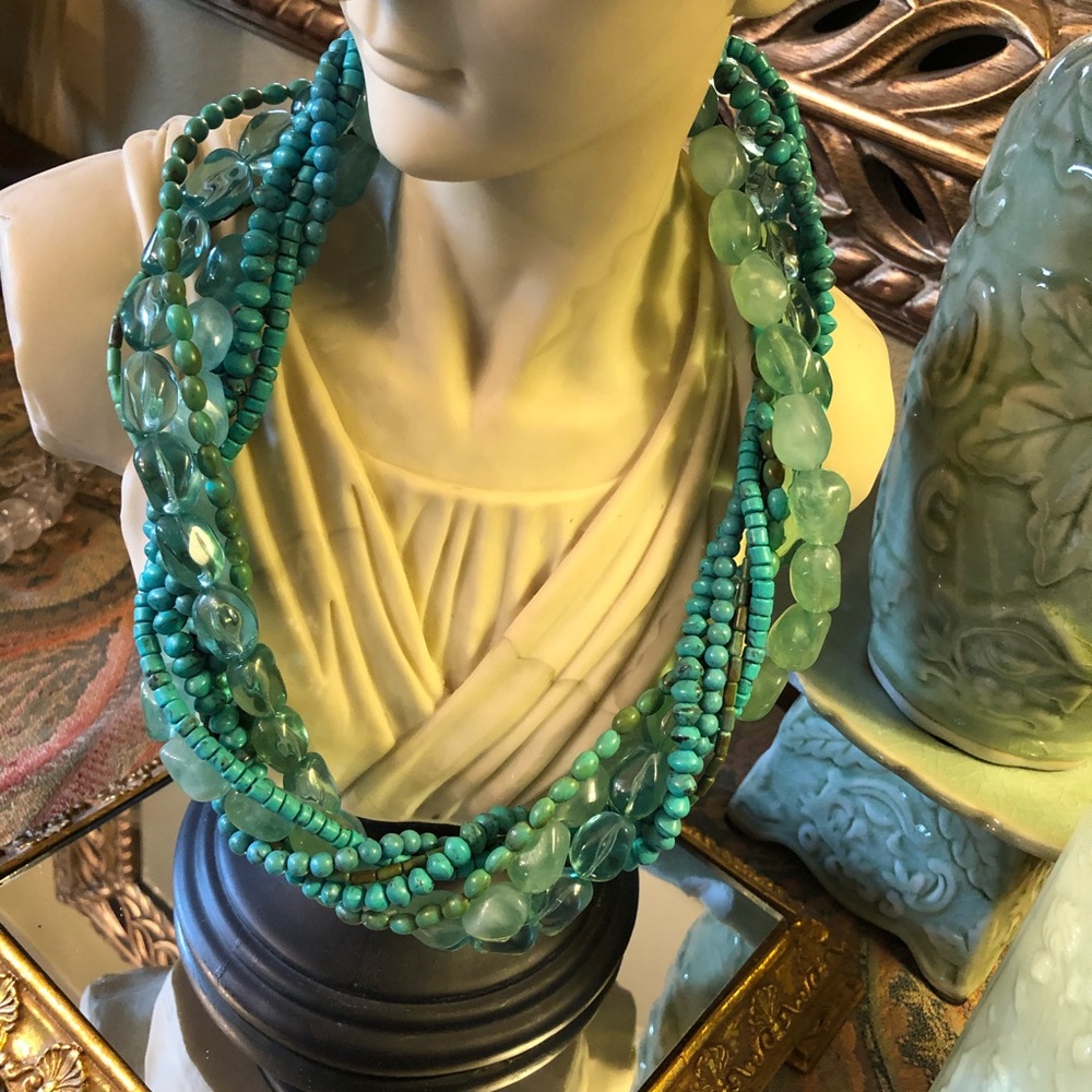 Faux Turquoise Costume Necklace - Picture 2 of 4
